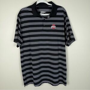 Nike Golf Polo Ohio State Mens Large Black White Strip Short Sleeve Top Shirt